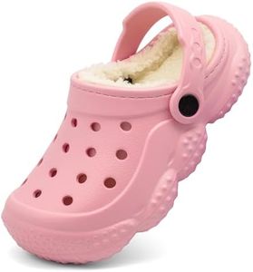 INMINPIN Kids Fur Lined Clogs Toddler Fuzzy Slippers, Pink, 12-12.5C