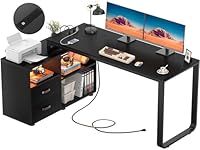 Homieasy L Shaped Desk with File Ca