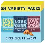 LOVE CORN Variety Pack (8x Sea Salt, 8x BBQ, 8x Salt & Vinegar 20g) – Healthy Snacks Ideal for Gluten Free & Vegan Diets – Low Sugar Alternative for Crisps, Mixed Nuts & Pretzels – Perfect To Graze On