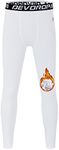 DEVOROPA Youth Boys' Compression Leggings Sports Tights Fleece Lined Thermal Base Layer Pants, White(fleece Lined), Medium