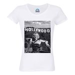 Women's T-Shirt Round Neck Organic Cotton Marilyn Hollywood Actress Hollywood Star Hollywood Photo Retro, White, L