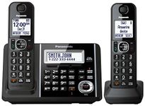 Panasonic DECT 6.0 Expandable Cordless Phone with Dual Keypad, Answering Machine, Call Block, and Talking Caller ID - 2 Cordless Handsets - KX-TGF342CB (Black)