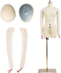 lavandeform Female Dress Model Torso Body Clothing Forms, Size 2 Professional Dress Form for Tailor Design, Sewing Mannequin Foam Body for Pinning，Soft Long Sleeve Sewing Arms. (with Arms Beige, 2)