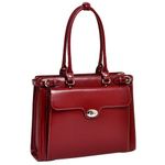 McKlein 94836 USA Winnetka 15" Leather Ladies' Laptop Briefcase Red