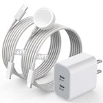 Super Fast Charger for Apple Watch & iPhone, 40W Dual USB C Port Fast Charger Adapter with 6 FT Long Apple Watch Cable, 6 FT USB C to C Cord Compatible with Apple Watch Series 9/8/7/SE/6/5, iPhone 15