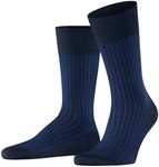FALKE Men's Oxford Stripe Dress Socks, Blue (Space Blue 6116), 11-12, 1 Pair