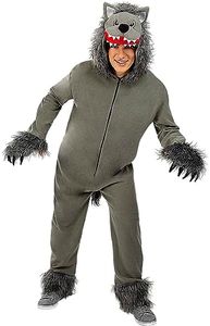 Funidelia | Disfraz de lobo gris para hombre y mujer Hombre Lobo, Lobo Feroz - Disfraz para adultos y divertidos accesorios para Fiestas, Carnaval y Halloween - Talla L - XL - Gris/Plateado