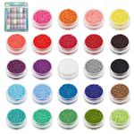 PH PandaHall Seed Beads 11/0, 24 Boxes of 24000pcs Beading Glass Seed Beads 2mm Multicolor Round Pony Bead Mini Spacer Beads with Container Box for Earring Bracelet Waist Chain Jewelry Making