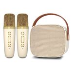 Wowstar Karaoke Machine Kids with 2 Wireless Microphone,Portable Bluetooth Speaker with Wireless Microphone,Toddler Microphone Gift Toys for Girls and Boys Birthday Party Home KTV Picnic(Beige)