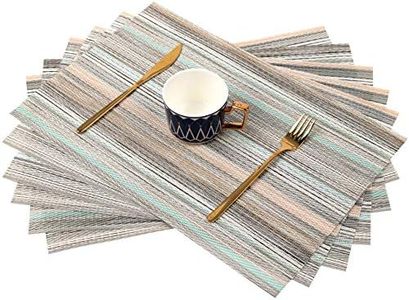 Sayopin Placemats, Placemats Set of 6, Woven Vinyl Placemats, Placemats for Dining Table, Place Mats Indoor, Easy to Wipe Clean Table Placemats, Washable Placemats for Everyday Use