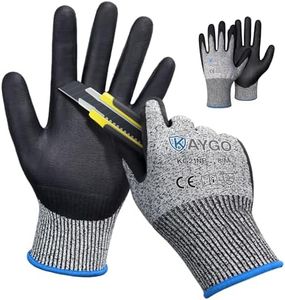 KAYGO Cut Resistant Gloves, MicroFoam Nitrile Coated, ANSI Cut level A3,Superior Grip Performance,Safety Work Gloves For Men and Women, KG21NB, 2 Pairs Grey, Medium