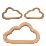10pcs Wooden Teether Rattle Play Gym Accessories Beech Wooden Cloud Teether DIY Teething Necklace (Cloud 10pcs)