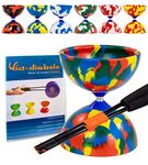 Juggle Dream Jester Diabolo Set - Fixed Axle Professional Diabolo with Super Glass Handsticks, Online Learning Video - Juggling Toy (Multicolor)