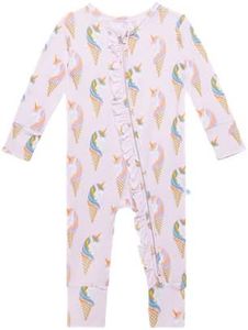 Posh Peanut Baby Footless Pajamas - Viscose from Bamboo Sleepers for Baby Girl - Newborn, Infant, & Toddlers Baby Pajamas - Baby Romper (Unicorn Ice Cream, Newborn)