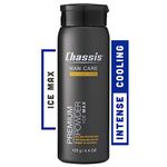 Chassis Ice Max Premium Body Powder for Men, Natural Deodorant with 10x the Cooling Sensation, Free of Talcum Powder, Parabens, and Menthol