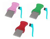 Emily Pets Lice Comb No Nit Hair Rid Head lice Super Density Stainless Steel Metal Teeth Remove Nits Brush (Color May Vary, Pack 3)