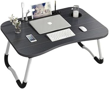 Leona Co Foldable Lap Desk, Folding Laptop Table for Bed/Couch/Sofa/Floor, Portable Tray Desk Notebook Stand with Cup Holder for Working, Eating, Reading, Writing (Black)