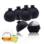 Whiskey Ice Ball Maker,Silicone Ice Ball Mould Easy Release,Sphere Ice Cube Moulds-6 X 6cm,Large Ice Cube Moulds Perfect for Whiskey, Cocktail and Any Drink(6)