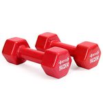 BODY FUEL Hexagon Dumbbell 2Kg [Pair] Dumbbell Ideal for Home Gym Dumbbells Exercise Workout for Men & Women Iron Vinyl Coated Encased [Red]