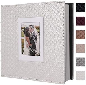 RECUTMS 60 Pages DIY Scrap book Photo Album 4x6 5x7 8x10 Pictures PU Leather Cover Wedding Photo Album Baby Picture Book Family Pictures of Any Size Scrapbook Album(White)