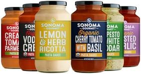Sonoma Gourmet Pasta Sauce Variety Pack – Non-GMO, No Sugar Added – 6 Chef-Crafted Flavors – 25oz Jars