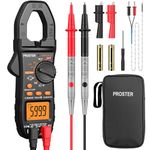 Proster Clamp Meter TRMS 6000 Counts Auto-Ranging Clamp Tester Support LPF LOZ Test 800A DC/AC Current 600V AC/DC Voltage NCV Continuity Capacitance Resistance Frequency with Test Lead Alligator Clip