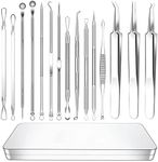 15 PCS Blackhead Remover Tools set,Edible Grade Mental Stainless, Latest Acne Extractor Tool, Professional Stainless Pimple Acne Blemish Removal Tools Set with Portable Metal Case