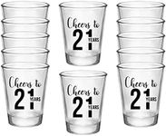 Cheers to 21 Years, 21st Birthday Party Shot Glass - Set of 12, 1.75oz Black and Clear 21st Birthday Shot Glasses, Perfect for Birthday Parties, Birthday Decorations