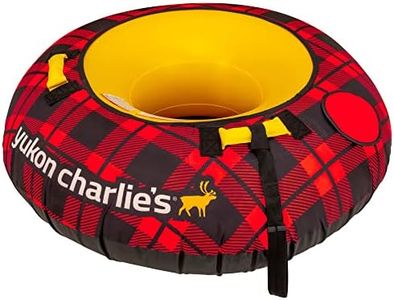 Yukon Charlie's Timber Tube Snow Sled with Durable Fabric Shell - Red Plaid