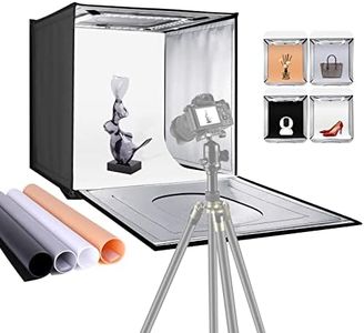 NEEWER Photo Studio Light Box, 16" x 16" Shooting Light Tent with Adjustable Brightness, Foldable and Portable Tabletop Photography Lighting Kit with 80 LED Lights and 4 Colors Backdrops