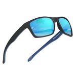 Jim Halo Polarised Sports Sunglasses for Men Women Running Cycling Fishing Driving Golf Tr 90 Unbreakable Frame (Black/Mirror Blue)