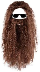 MCJC Realistic brown Wizard Beard and Wig - Halloween Funny Adult Wizard Beard and Wig Costume Accessories(Brown)