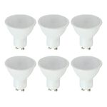 MiniSun Pack of 6 Thermal Plastic 5w High Power Long Life 50w Replacement Energy Saving LED GU10 Frosted Lens Bulb [3000K Warm White]