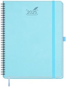 BEZEND 2025 Diary A4 Week to View Spiral Bound 28.5 x 21.5 cm - Large Vertical Weekly Planner with 100 GSM Paper & Monthly Tab. Appointment Diary 25 with Vegan Leather Softcover - Sky Blue