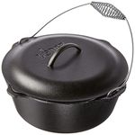 Lodge 6.62 litre / 7 quart Pre-Seasoned Cast Iron Dutch Oven / Casserole Dish (with Spiral Bail Handle)