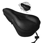 YHT Gel Bike Seat Cover, Extra Soft and Comfortable Bicycle Seat Cushion, Water&Dust Resistant Bike Saddle Cover with Large Memory Foam and Gel Padding, for Indoor and Outdoor Bicycles, Black