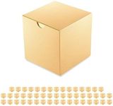 PACKQUEEN Gold Gift Boxes 50 Pack 4x4x4 Inches, Candles Gift Boxes with Lids, Bridesmaid Proposal Boxes, Gift Boxes Bulk for All Occasions (Glossy Gold, Grain Texture)