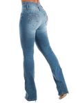 Flamingals Women's Butt Lifting Jeans for Women Trendy Tummy Control Jeans Stretch Denim Pants, Mid Blue, Large