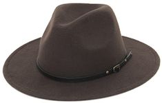 EOZY Men's Classic Wide Brim Fedora Hat Felt Panama Fedora Hats Gentleman Jazz Hat for Beach Party Outdoor Coffee