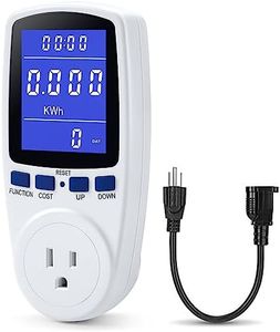 Upgraded Brighter LCD Display Night Vision Power Meter Plug, Power Consumption Monitor Energy Voltage Amps Electricity Usage Monitor, Overload Protection, 7 Display Modes for Energy Saving, Watt Meter