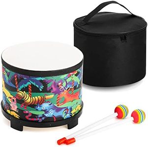 Tosnail 8 Inch Floor Tom Drum with Storage Bag and Mallets for Kids, Percussion Instrument Musical Toy for Children, Toddlers, Christmas Birthday Gift - Jungle