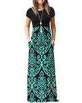 AUSELILY Maxi Dress for Women Summer Casual Long Dresses for Ladies with Pockets XL Black Green