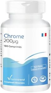 Chrome 200mcg - Picolinate de Chrome - 180 comprimés - ! POUR 6 MOIS ! – Végan – Flacon avantageux | Vitamintrend®