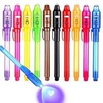 DxJ Invisible Ink Pen 10Pcs Latest Spy Pen with UV Light Magic Spy Marker Kid Pens for Secret Message and Birthday Party,Writing Secret Message for Easter Day Halloween Christmas Party Bag Gift