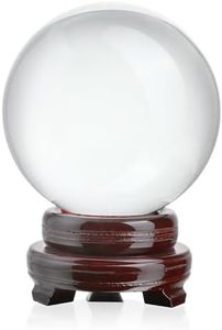 QFkris 150mm/6inch Clear Crystal Ball with Wooden Stand Fortune Teller Mystical Quartz Ball Photography Props FengShui Divination Spheres