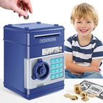 GuDoQi Password Piggy Bank, Digital Electronic Money Bank, Mini ATM Cash Coin Saving Can Toys, Birthday for Kids, Navy