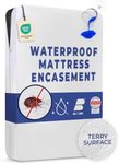 Dreamzie - Waterproof Mattress Encasement 135x190 x30 cm Double Bed - Bed Bug Mattress Protector - Zipped Mattress Protector for Allergiques - Bi-Ome et Oeko-Tex