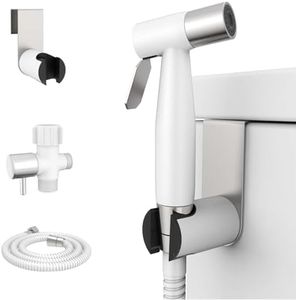 Arofa Handheld Toilet Bidet Sprayer for Toilet-Adjustable Water Pressure Control with Bidet Hose for Feminine Wash, Stainless Steel Jet Spray Cloth Diaper for Baby Wash - White/Brushed Nickel