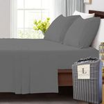 Microfiber Twin- XL 4pc sheet Set -fits upto 16" inch deep pocket 1800 Ultra-Soft Double Brushed Microfiber 4 PC sheet set - Easy Fit-4 Piece Set-Bed Sheets -Breathable(Twin- XL, Dark Grey)