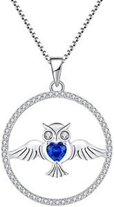 Starchenie Women's 925 Silver Owl Pendant Necklace with 3A Cubic Zirconia Jewellery for Women, Cubic Zirconia